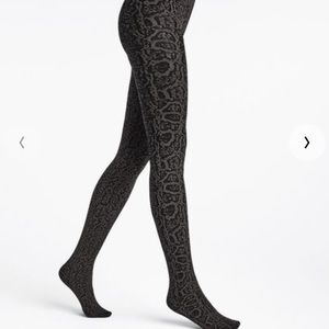 New Wolford Blotched Snake tights, sz M grey/black